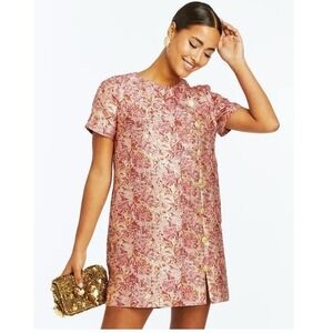 NWT Mestiza NY Isolde Brocade Mini Dress Sz 8 Red Gold Metallic Party Wedding